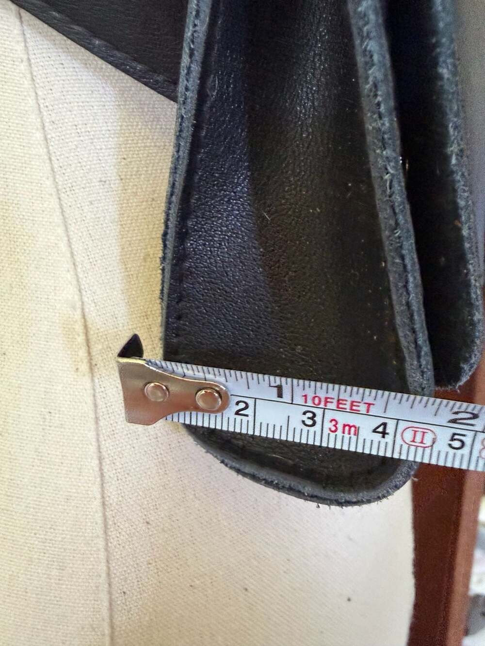 Gigi Pip Black Leather Belt Sling Bag with Gold Hardware - Picture 14 of 15
